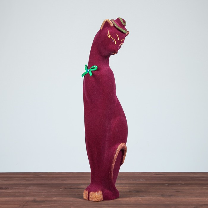 Копилка "Багира в шляпе" средняя, флок бордовый