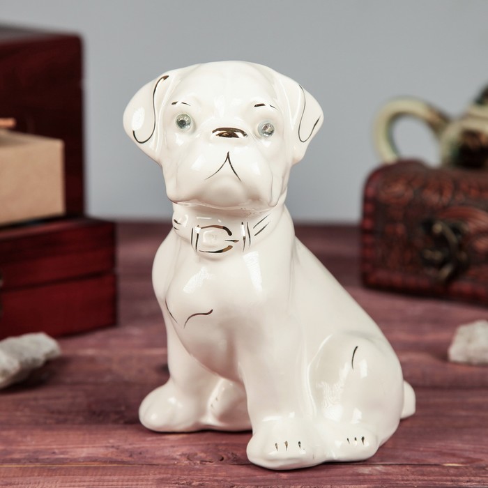 Копилка "Собака Тузик", мини, глянец, белый