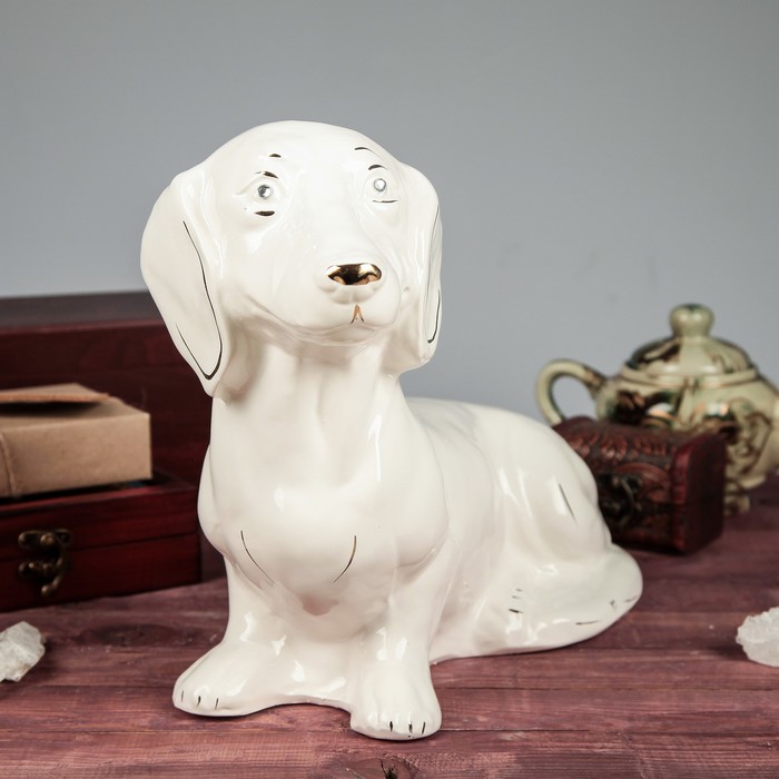 Копилка "Собака Такса" глянец, белый