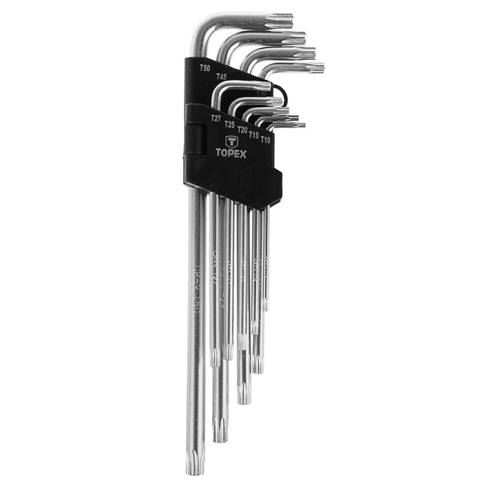 Ключи Torx TOPEX, CrV, 9 шт., T10-50, длинные, пласт. держатель