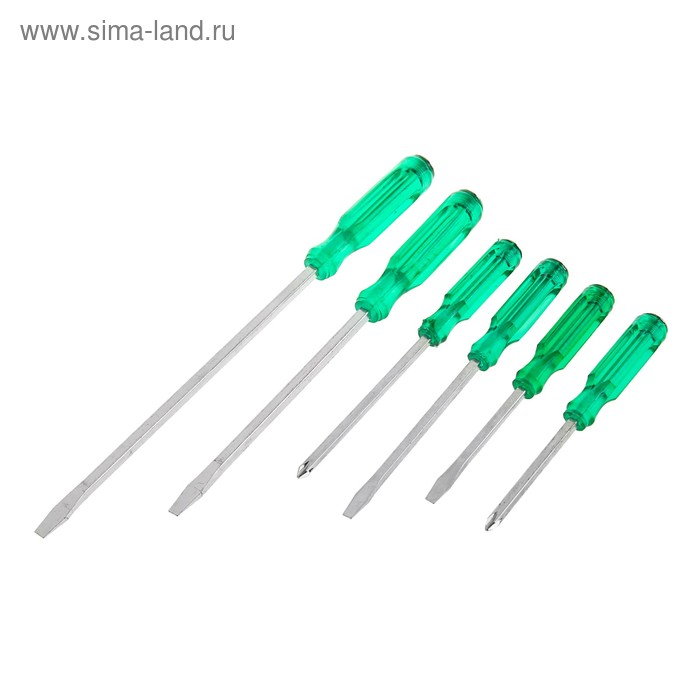 фото Отвёртки ударные top tools, набор 6 шт., пластиковая рукоятка, 4 × sl, 2 × ph