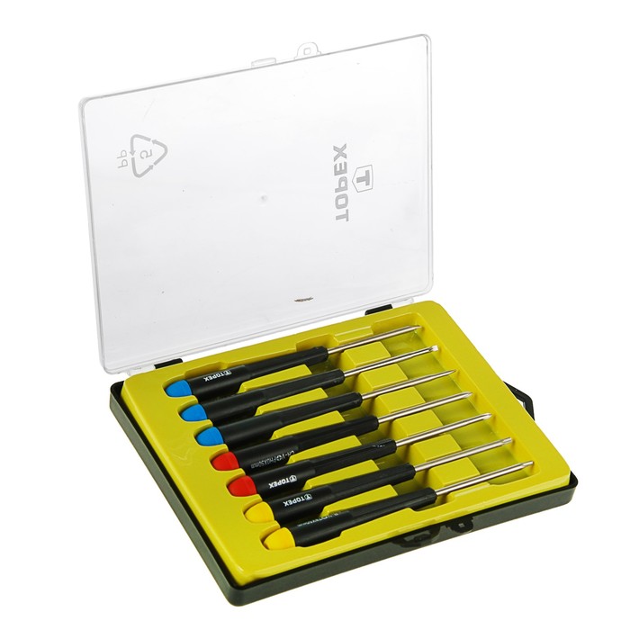 Набор отвёрток TOPEX, для точных работ, 7 шт., 50 мм, SL, PH, T, эргономичная ручка