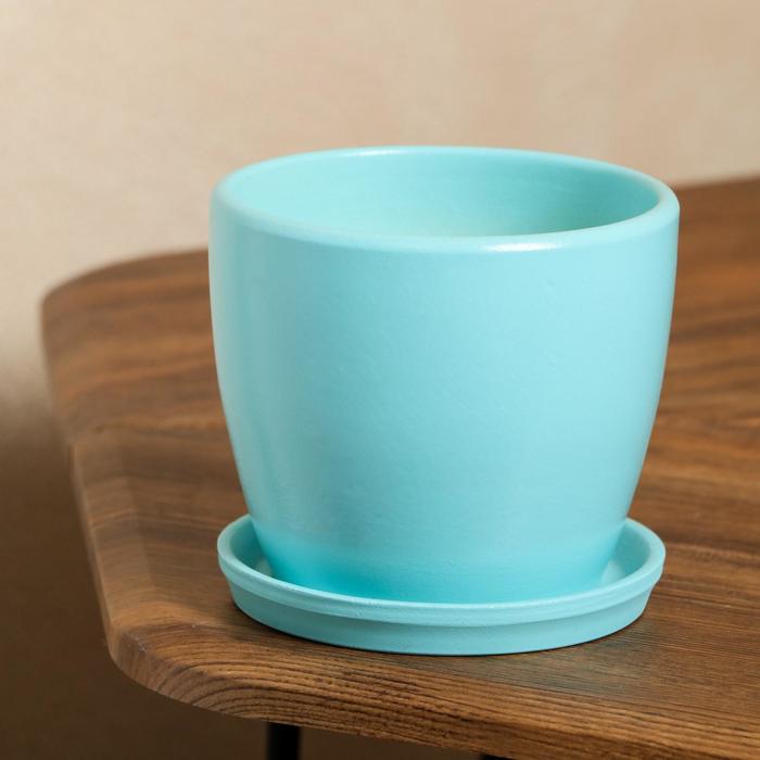 Цветочный горшок "Осень" 1,0 л глянец бирюза лак