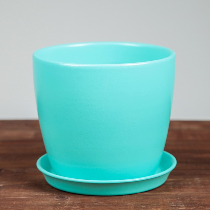 Цветочный горшок "Осень" 2,0 л роспись на бирюзе лак D-15 H-14 см