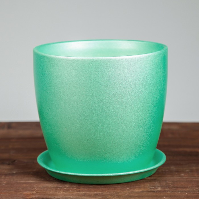 Кашпо "Осень" 3,0 л перламутр зеленый лак