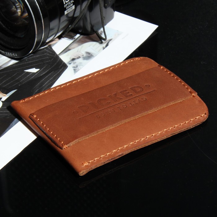 Кошелёк мужской, отдел для купюр, для карт, цвет коричневый с коричневой нитью