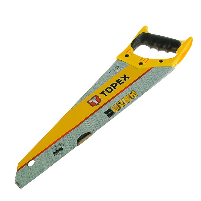 Ножовка по дереву TOPEX Shark, 400 мм, 11TPI, 3D закаленные зубья, двухкомпонентная ручка