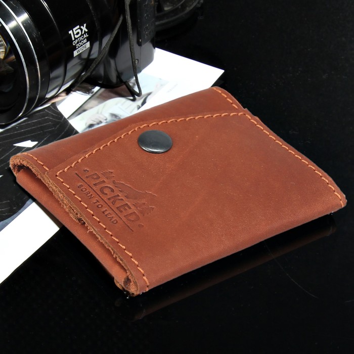 Кошелёк мужской, отдел для купюр, для карт, цвет коричневый с коричневой нитью