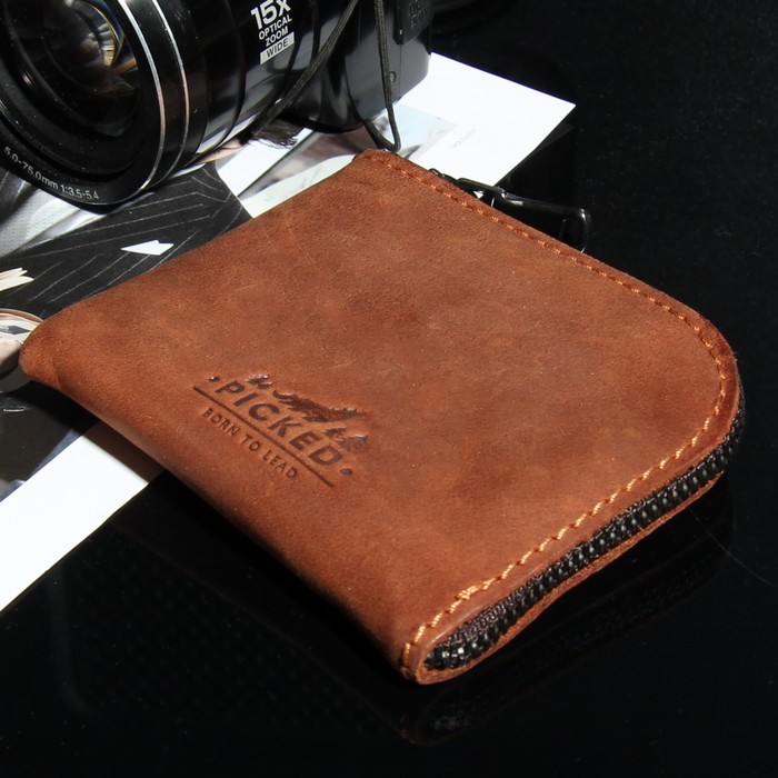 Кошелёк мужской Picked Vintage, отдел на молнии, цвет коричневый