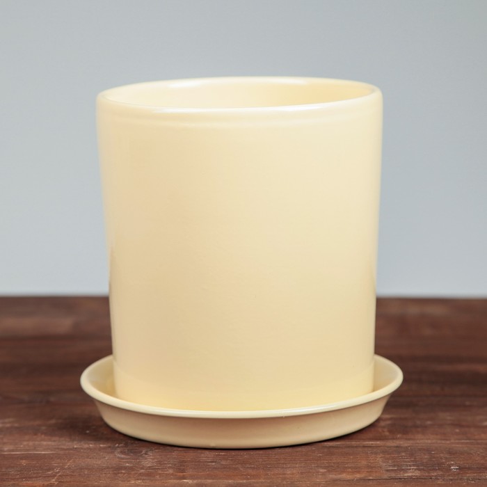 Цветочный горшок "Сова" 2,0 л глянец премиум бежевая