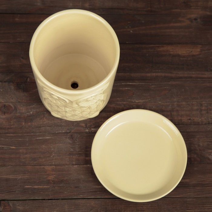 Цветочный горшок "Сова" 2,0 л глянец премиум бежевая