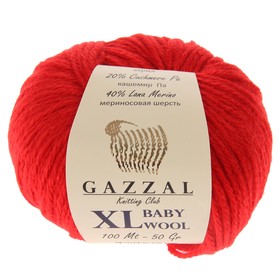 

Пряжа "Baby Wool XL" 20% кашемир, 40% меринос. шерсть, 40% акрил 100м/50гр (811 красный)