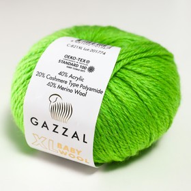 

Пряжа "Baby Wool XL" 20% кашемир,40% меринос. шерсть, 40% акрил 100м/50гр (821 св. зелёный)