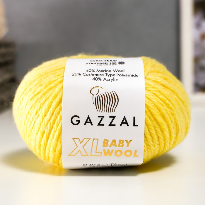 Пряжа "Baby Wool XL" 20% кашемир, 40% меринос. шерсть, 40% акрил 100м/50гр (833 жёлтый)