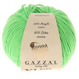 

Пряжа "Baby Cotton XL" 50% хлопок, 50% полиакрил 105м/50гр (3427 неж. зелен)
