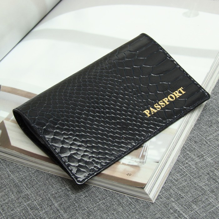 Обложка для паспорта, питон, цвет синий