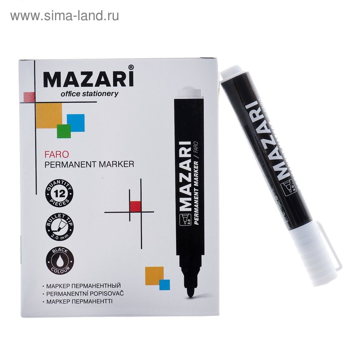 Маркер перманентный Mazari FARO, 2.0 мм, чёрный
