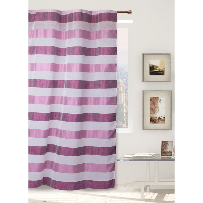 Тюль "Этель" 290х280 Рубиновый закат (горизонтальная полоса) б/утяжелителя, 100% п/э