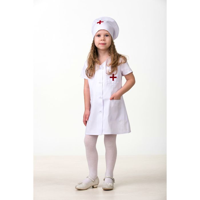 Карнавальный костюм "Медсестра-1", халат, шапочка, шприц, р-р 36, рост 140 см