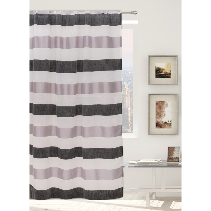 Тюль "Этель" 290х280 Медный восход (горизонтальная полоса) б/утяжелителя, 100% п/э