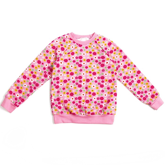 Джемпер для девочки, рост 122 см, цвет розовый, принт цветы Л761