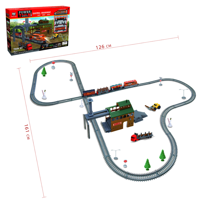 Железная дорога "Лесопилка" работает от батарек, длина пути 4,5 м.