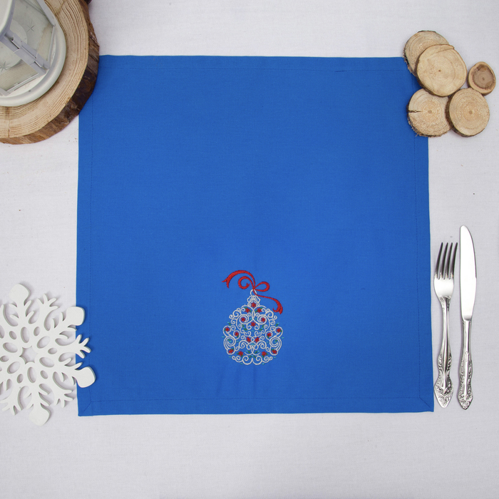 Набор салфеток "Этель" Новогодний шар. 40х40 цвет синий, 2 шт, с ВМГО хл, 200 гр/м²