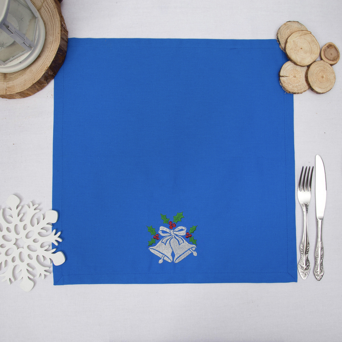 Набор салфеток "Этель" Новогодние колокольчики, 40х40 цвет синий, 2 шт, с ВМГО хл, 200 гр/м²