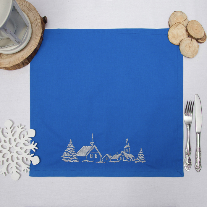 Набор салфеток "Этель" Рождественская деревня, 40х40 цвет синий, 2 шт, с ВМГО хл, 200 гр/м²