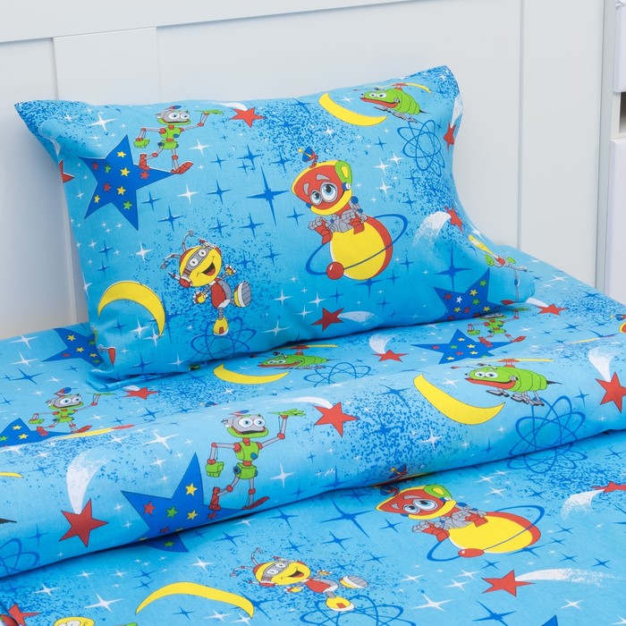 Постельное бельё "Экономь и Я" 1,5 сп. Космос цвет синий 145х210 ± 5 см, 150х210 ± 5 см, 50х70 ± 5 см, бязь 120 гр/м²