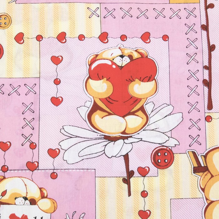 Постельное бельё "Экономь и Я" 1,5 сп. Мишки розовые 145х210 ± 5 см, 150х210 ± 5 см, 50х70 ± 5 см, бязь120 гр/м²