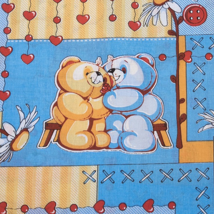 Постельное бельё "Экономь и Я" 1,5 сп. Мишки голубые 145х210 ± 5 см, 150х210 ± 5 см, 50х70 ± 5 см, бязь120гр/м²