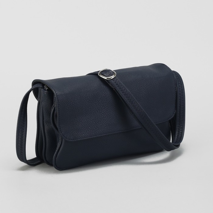 Сумка женская, 3 отдела на молниях, наружный карман, регулируемый ремень, цвет синий