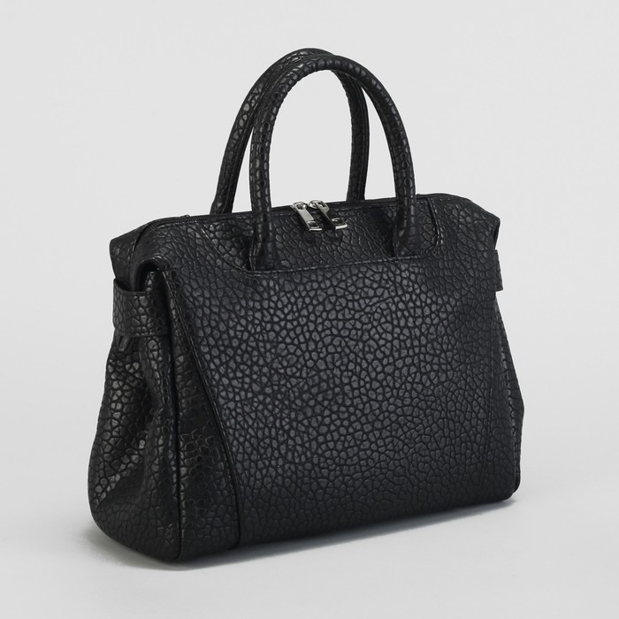 Сумка женская, отдел на молнии, наружный карман, крокодил, цвет чёрный