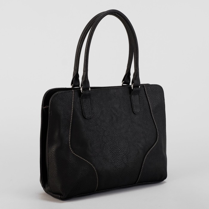 Сумка женская, 3 отдела на молнии, наружный карман, цвет чёрный