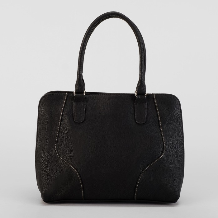 Сумка женская, 3 отдела на молнии, наружный карман, цвет чёрный