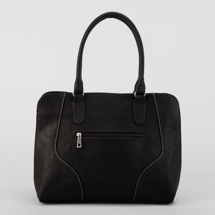 Сумка женская, 3 отдела на молнии, наружный карман, цвет чёрный