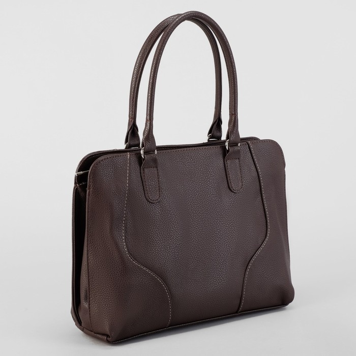 Сумка женская, 3 отдела на молнии, наружный карман, цвет тёмно-коричневый