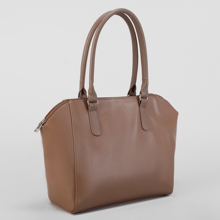 Сумка женская, отдел с перегородкой на молнии, наружный карман, цвет тёмно-бежевый