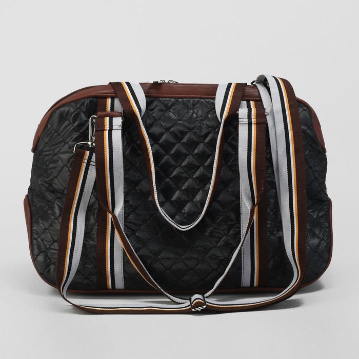 Сумка женская на молнии, 1 отдел, наружный карман, цвет чёрный/коричневый