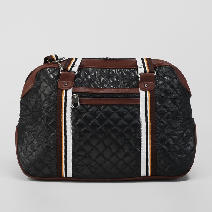 Сумка женская на молнии, 1 отдел, наружный карман, цвет чёрный/коричневый