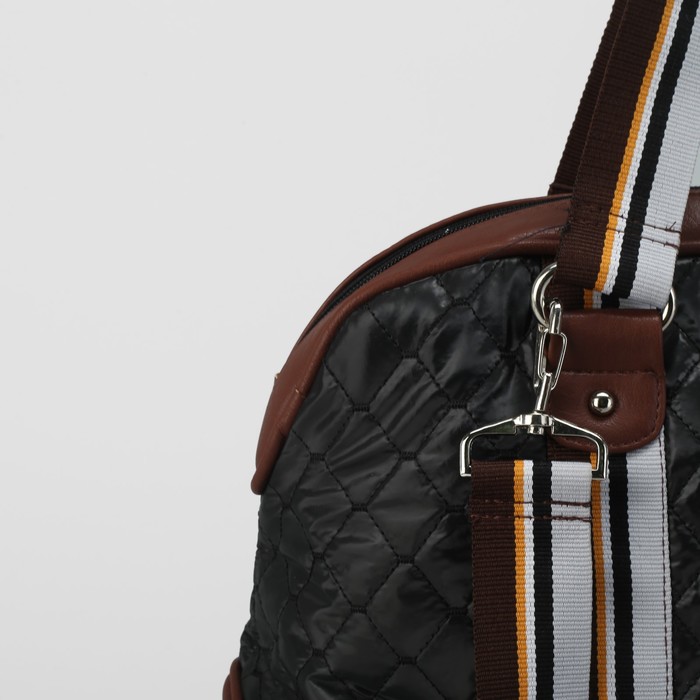 Сумка женская на молнии, 1 отдел, наружный карман, цвет чёрный/коричневый