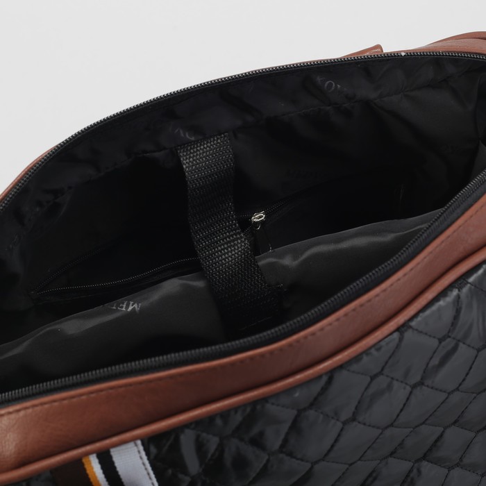 Сумка женская на молнии, 1 отдел, наружный карман, цвет чёрный/коричневый