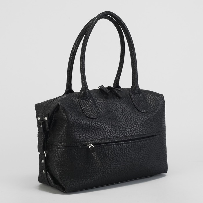 Сумка женская, отдел на молнии, 2 наружных кармана, цвет чёрный