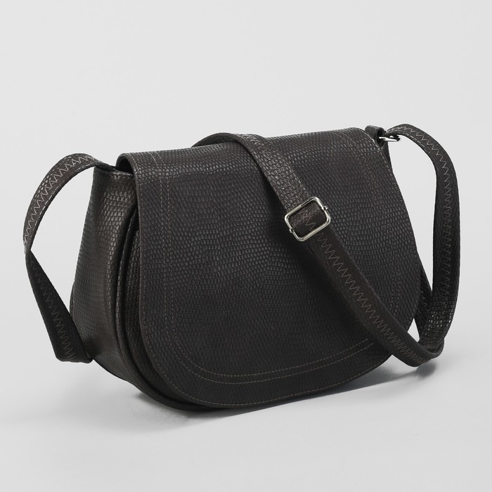 Сумка женская, 1 отдел на молнии, наружный карман, регулируемый ремень, змея, цвет серый