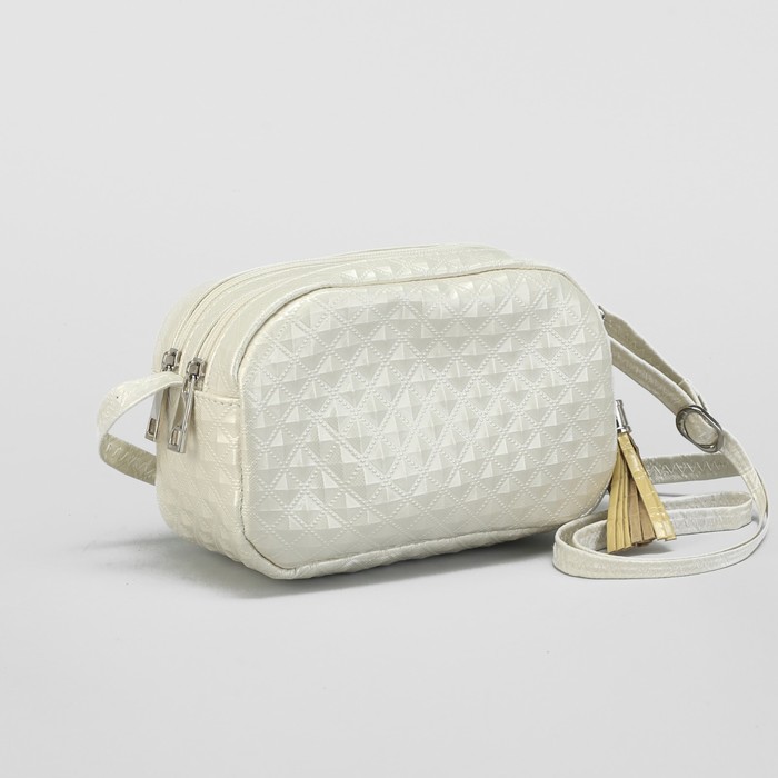 Сумка женская, 2 отдела на молниях, регулируемый ремень, цвет белый