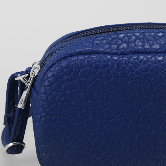 Сумка женская на молнии, 2 отдела, регулируемый ремень, цвет василёк