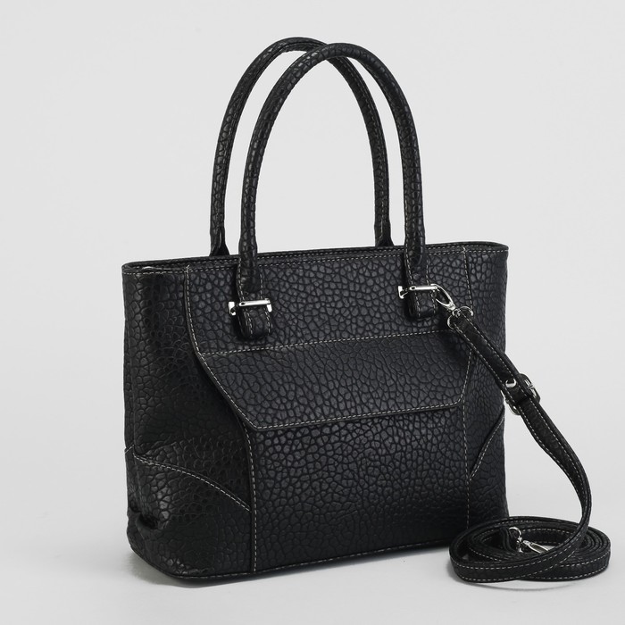 Сумка женская, отдел на молнии, 2 наружных кармана, цвет чёрный