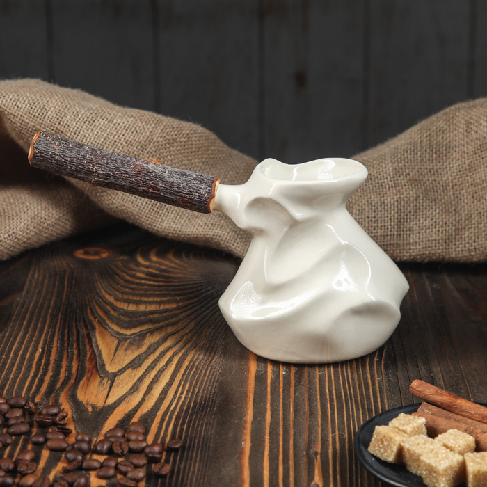 Турка для кофе с деревянной ручкой 0,5 л "Органик", микс