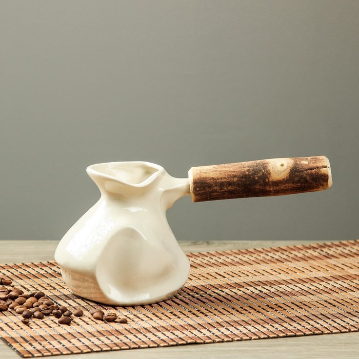 Турка для кофе с деревянной ручкой 0,5 л "Органик", микс